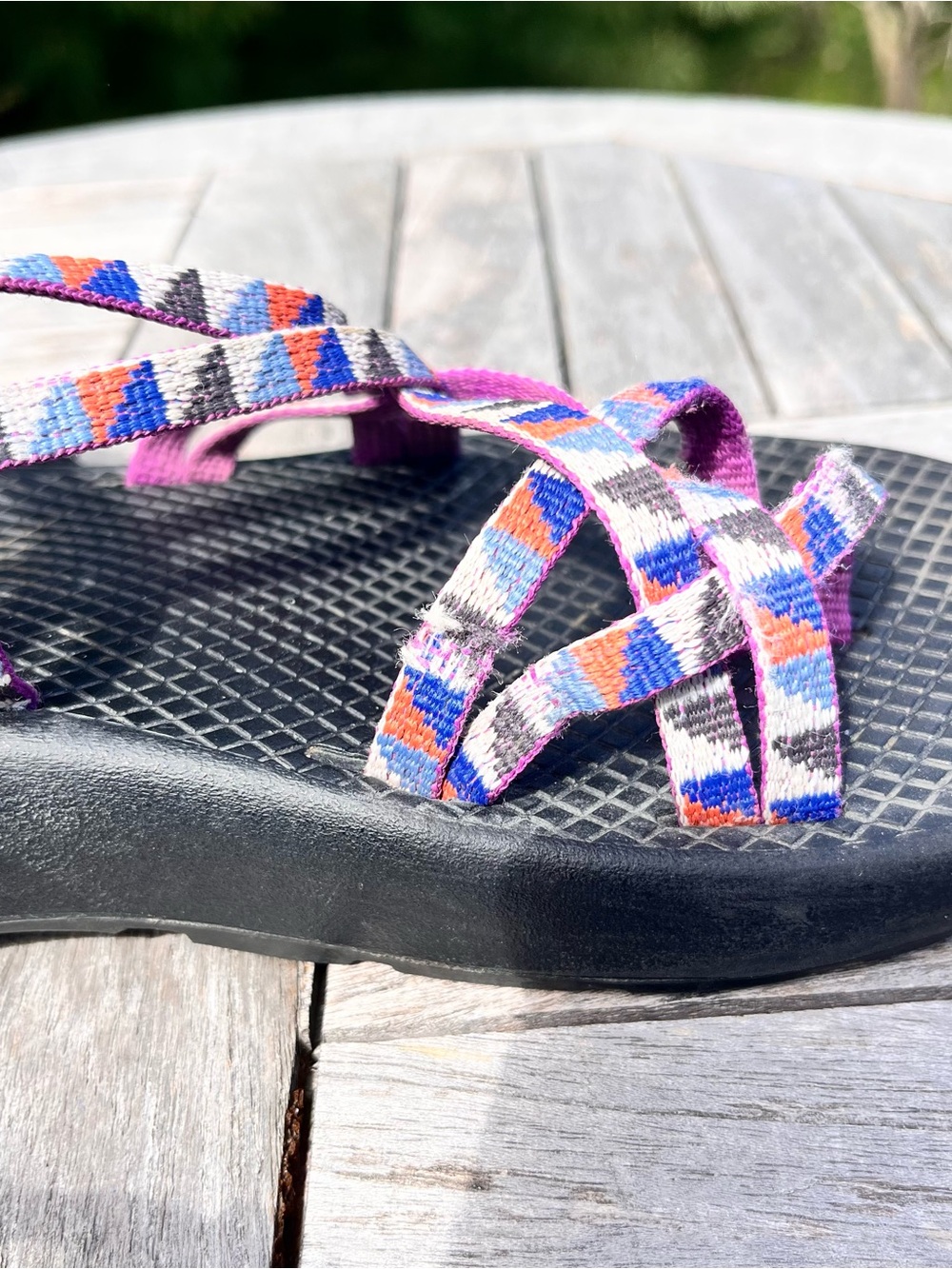 Chaco ZX/2 Hiking Sandal Wmns 9 Toe Loop Purple Geometric Outdoor Walking Shoe - Picture 9 of 11